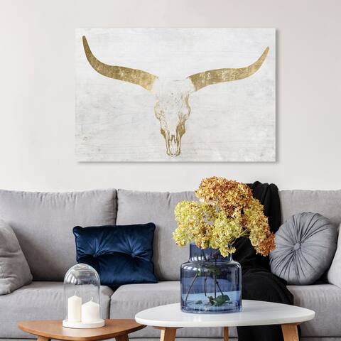 Wynwood Studio 'Evening Desert Skull Sand' Animals Wall Art Canvas Print Farm Animals - Gold, White