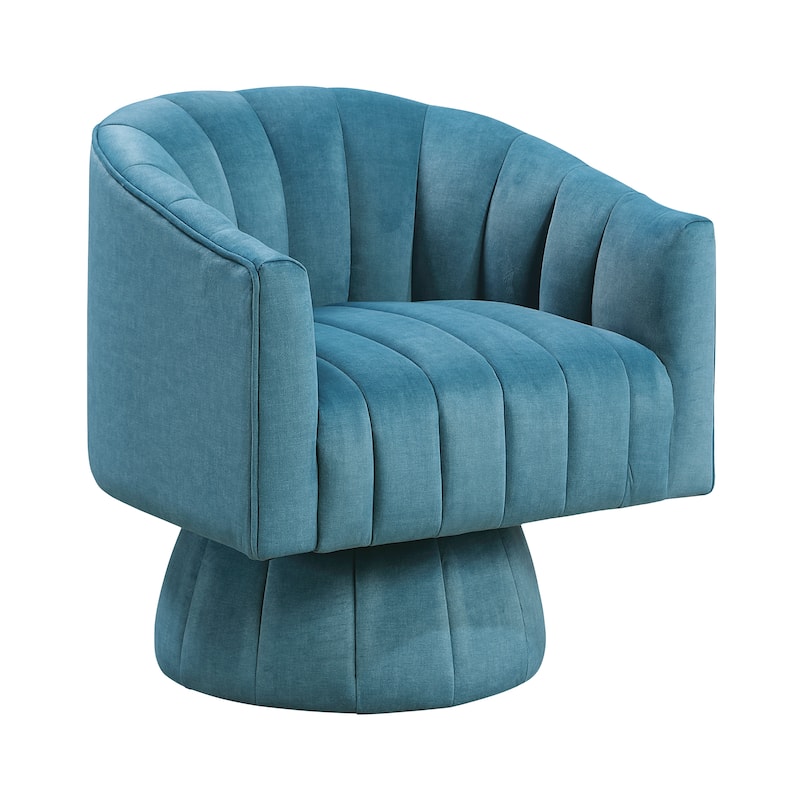 Briar 27.5" Velvet Swivel Chair - 360-Degree Metal Swivel Base - Dark Teal