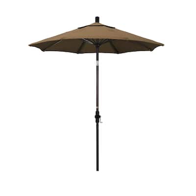 California Umbrella 7.5' Rd. Aluminum/Fiberglass Rib Patio Umb, Deluxe Crank Lift/Collar Tilt, Bronze Finish, Sunbrella Fabric