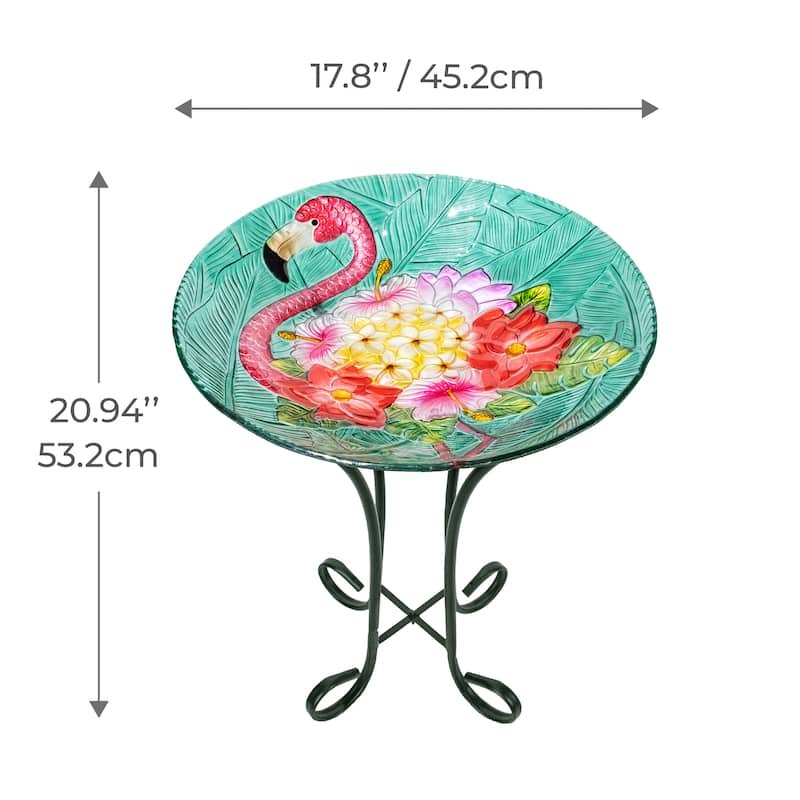 Teamson Home 17.8" Fusion Glass Birdbath with Metal Stand