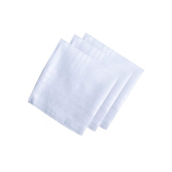 12 PACK PLAIN CHECK LARGE POCKET SQUARE WHITE COTTON HANDKERCHIEFS MENS HANKIES