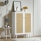 preview thumbnail 13 of 19, Anmytek Modern 2-Door Rattan Buffet Sideboard Kitchen Storage Cabinet for Living Room White