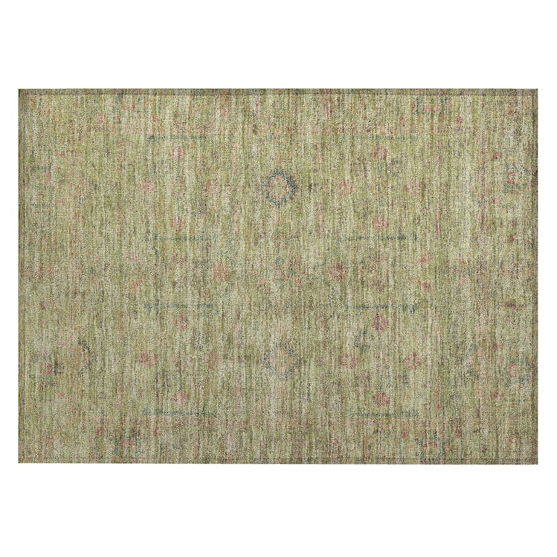 Machine Washable Indoor/ Outdoor Distressed Traditional Chantille Rug