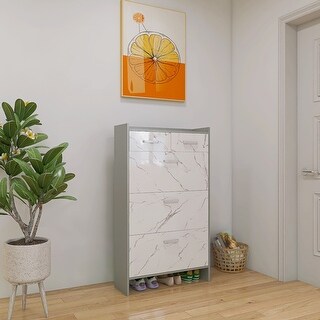 High Glossy Marble Color 3 Doors Shoe Rack with 2 Drawers - Bed Bath ...