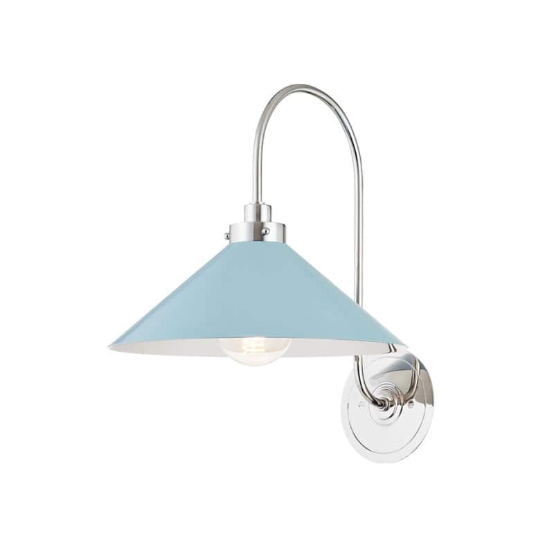 Hudson Valley Lighting MDS1400 Clivedon 16" Tall Wall Sconce - Polished Nickel / Blue Bird