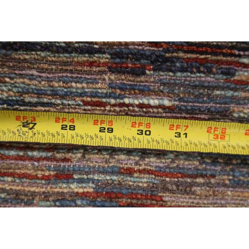 Modern Striped Gabbeh Kashkoli Oriental Area Rug Handmade Wool Carpet - 2'1" x 3'0"