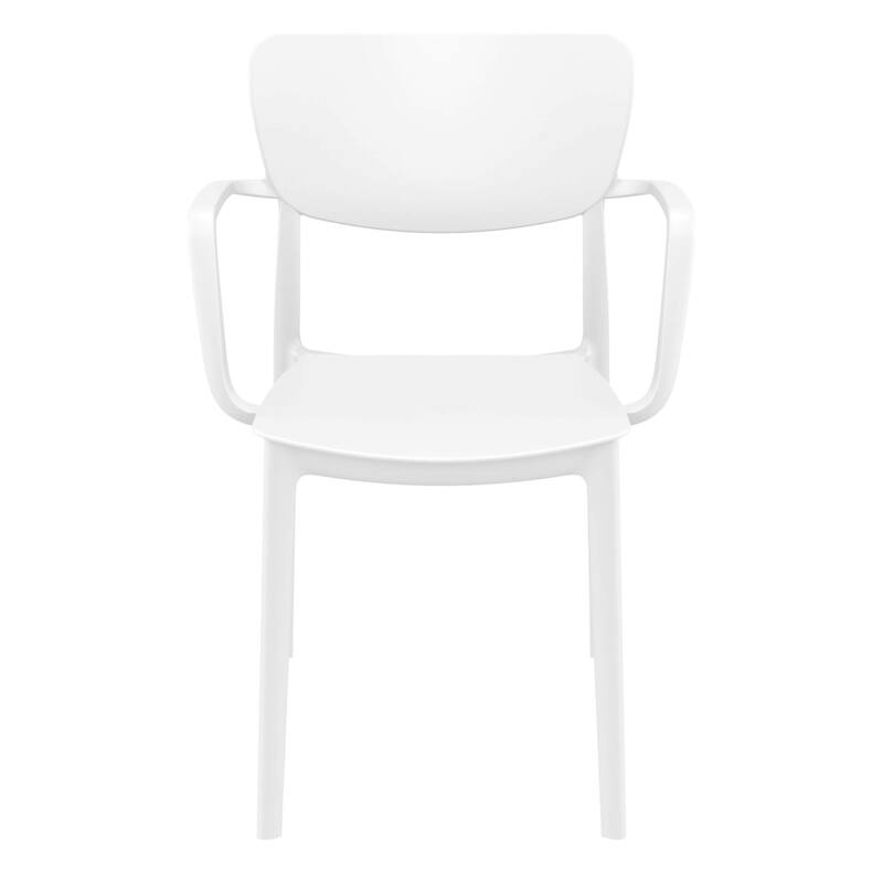 33" White Solid Stackable Patio Dining Arm Chair