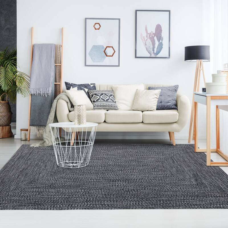Superior Modern Rustic Bohemian Reversible Multi-Tone Braided Indoor Outdoor Area Rug