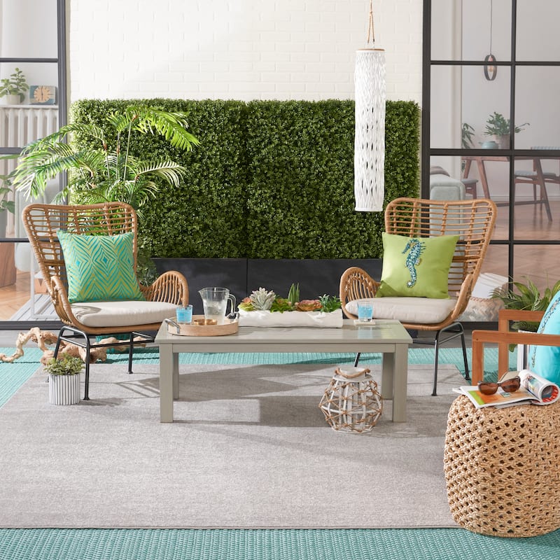 Nourison Essentials Solid Contemporary Indoor/Outdoor Area Rug - 6' x 9' - Silver
