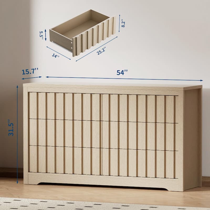 5/6/8 Drawer Fluted Dresser for Bedroom, Modern Chest of Drawers with Handlels