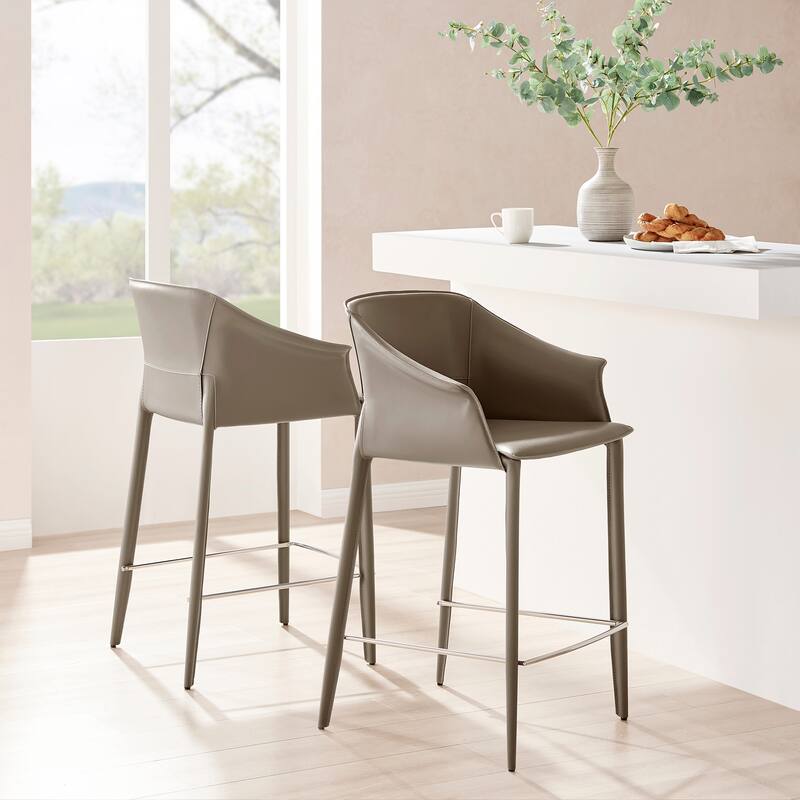 NPD Furniture Callie Recycled Leather Counter Stool - Light Mocha