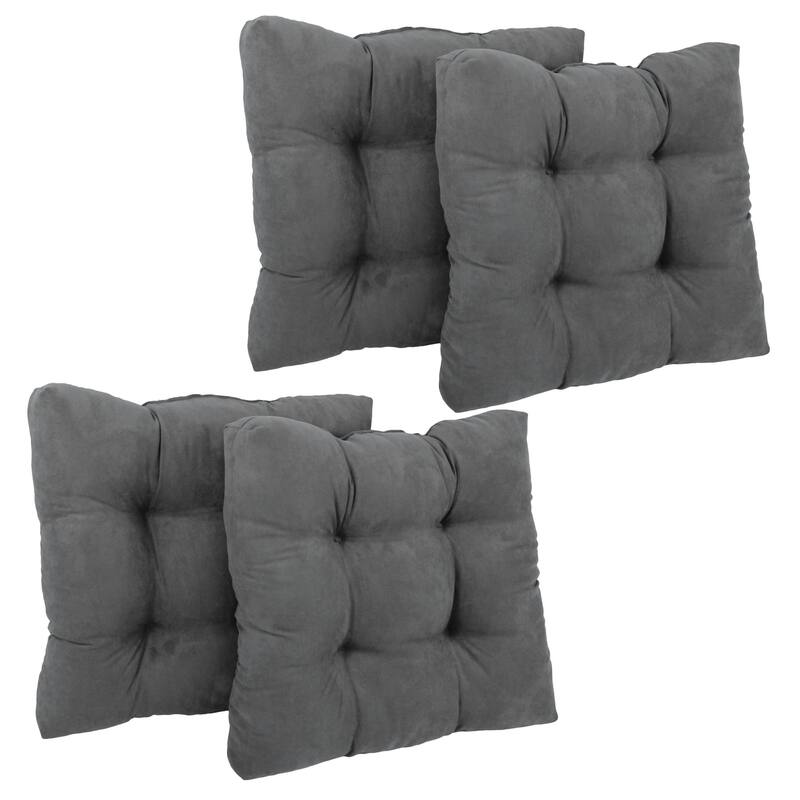 19-inch Square Microsuede Chair Cushion (Set of 1, 2, or 4) - 19 x 19 - Set of 4 - Steel Grey