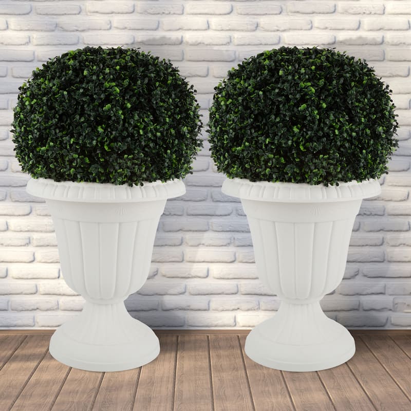 Pure Garden 16x18-Inch Outdoor Planter 2-Pack - Plastic Urn Planters