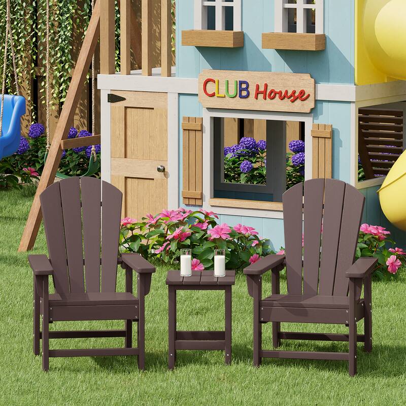 Laguna Kids Outdoor Poly Adirondack Chair With Side Table 3-Piece Set