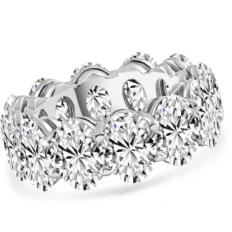 Bliss Diamond 12.50Ct Oval Moissanite Eternity Wedding Anniversary Women's Ring Gold