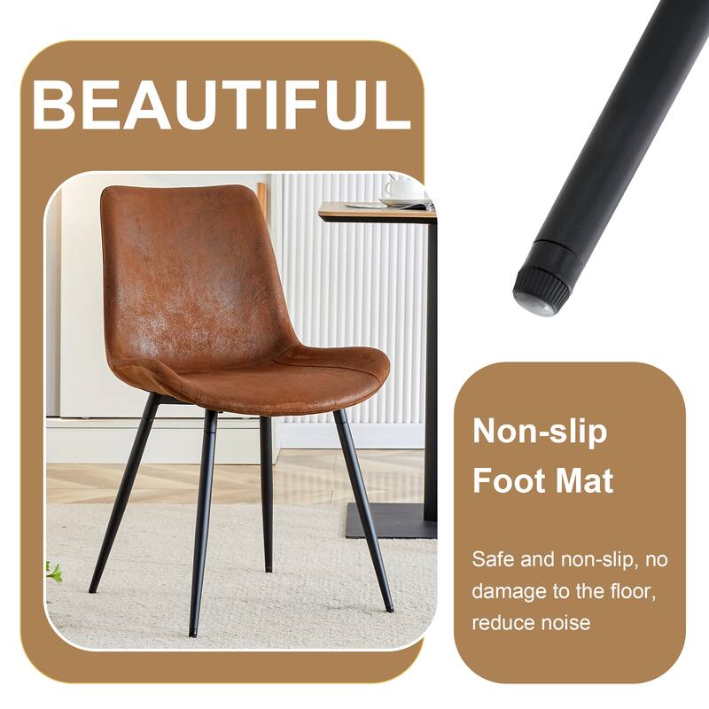 5-Piece Dining Table Set, Kitchen Wood Table & 4 Armless Chairs with Metal Frame, Space-Saving Dinette Set for Small Space