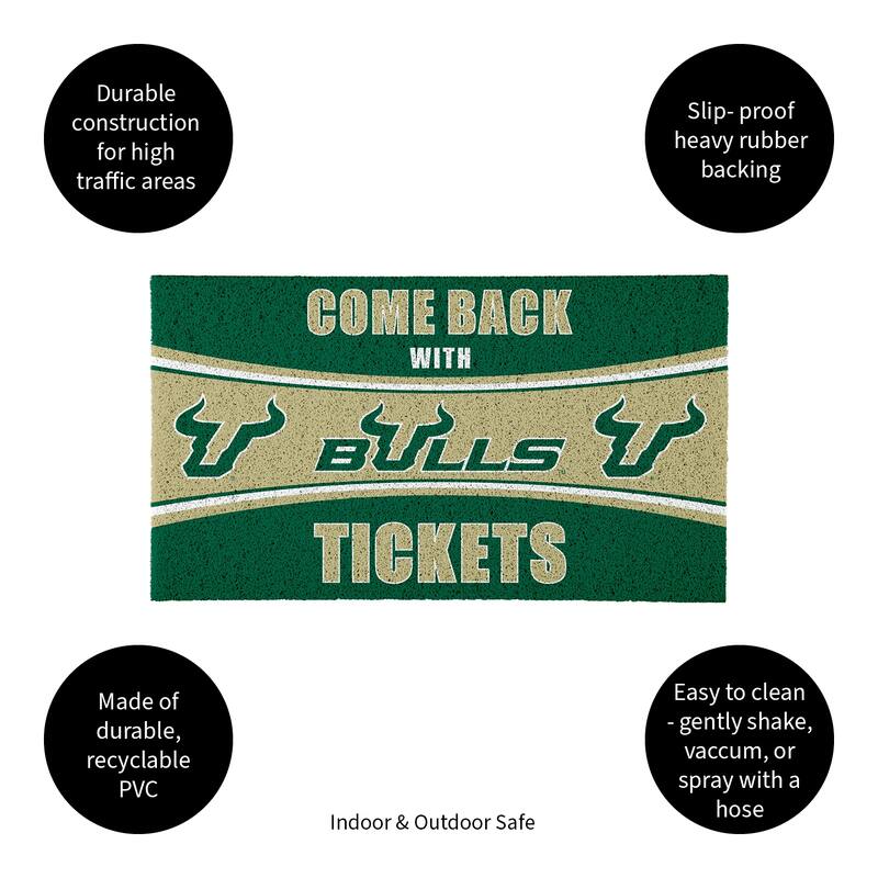 University of South Florida 28 in. x 16 in. PVC "Come Back With Tickets" Trapper Door Mat