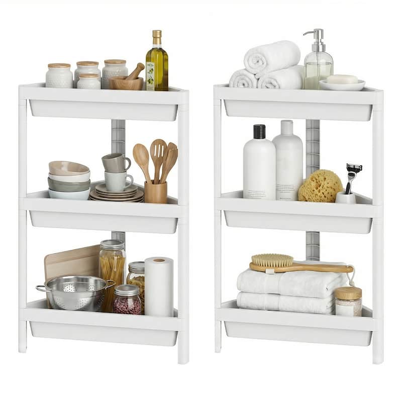 Gymax 2-Pack 3-Tier Shelf w/Detachable Design & Drainage Holes - White