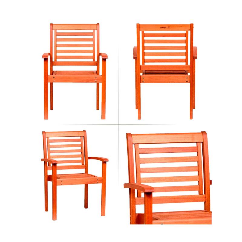 Eucalyptus Patio Dining Set - 9 Piece Extendable Outdoor Table & Chairs - Brown Finish