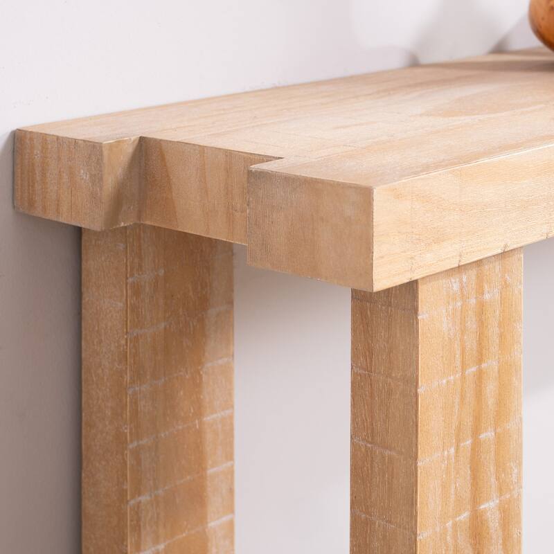 Rustic Natural Wood Console Table - 77"Entryway Table with Modern Farmhouse Design, Long Narrow Sofa Table for Living Room