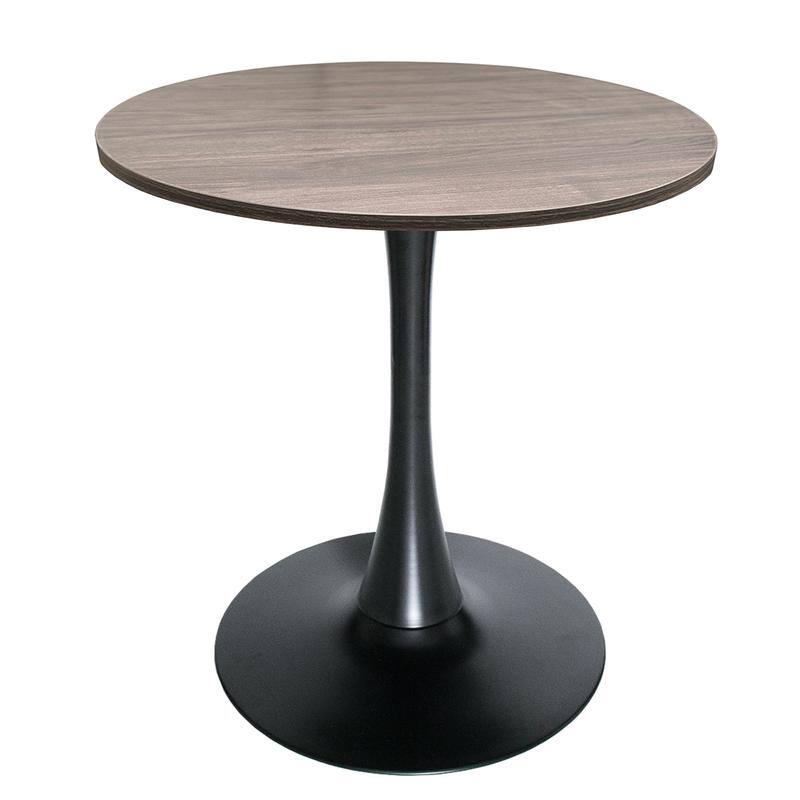 Bristol 27" Round Dining Table for 4, MDF Tabletop in Sleek Black Pedestal Base for Kitchen & Dining Room - 27.56" - Dark Walnut