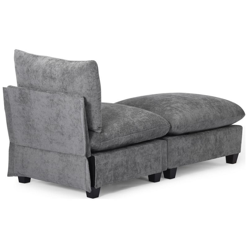 Lucca Chenille Upholstered Single Sofa Chair with Ottoman