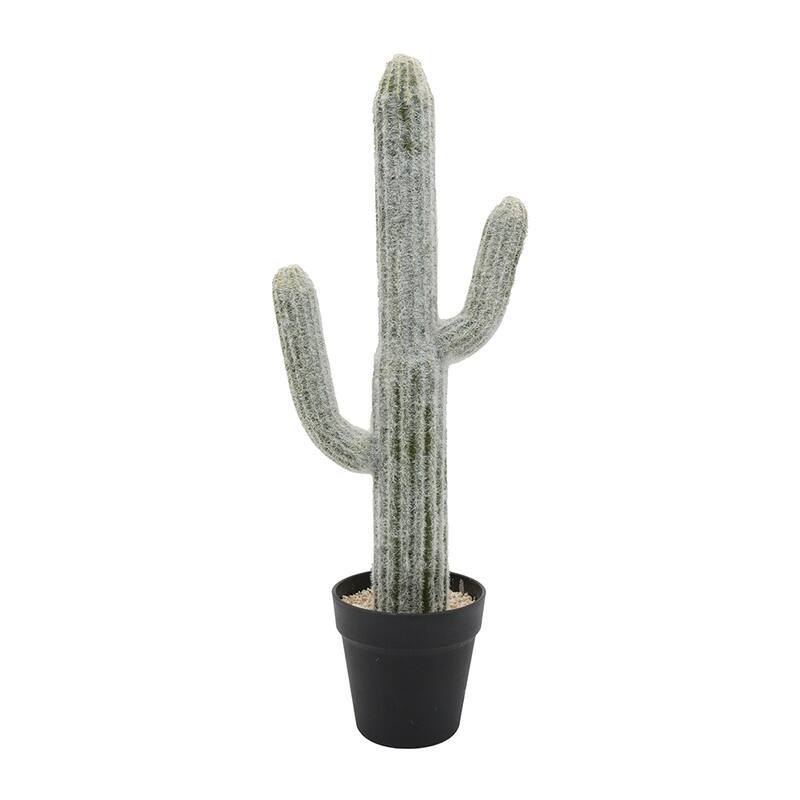 Artificial Saguaro Cactus in Black Pot 24.5 Inch Indoor Outdoor Desert Decor - Green