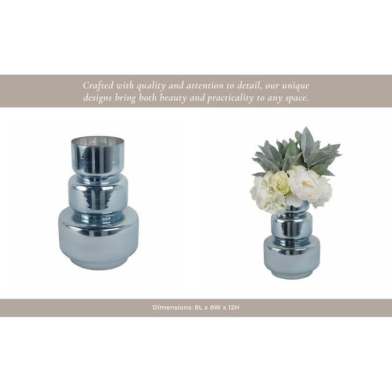 Glass Vase Sculptural Stacked Cylinder Modern Coastal Silhouette