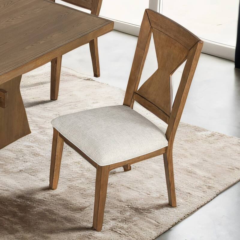 Furniture of America Synosin Farmhouse Rustic Oak Solid Wood Side Chairs (Set of 2)