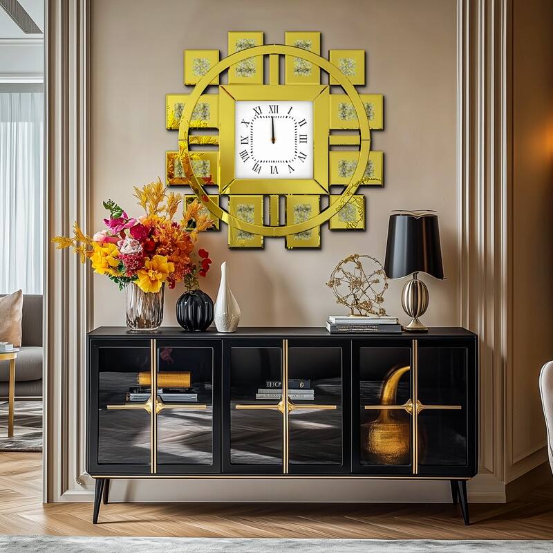 Large Modern Wall Clocks Mirror Silent Non Ticking Battery Operated Roman Numerals Clock