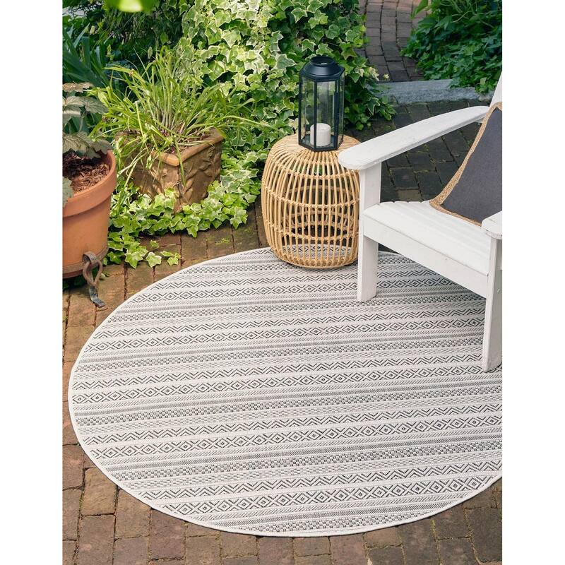 Outdoor Laaset Collection Area Rug - Beige - 3'3" Round