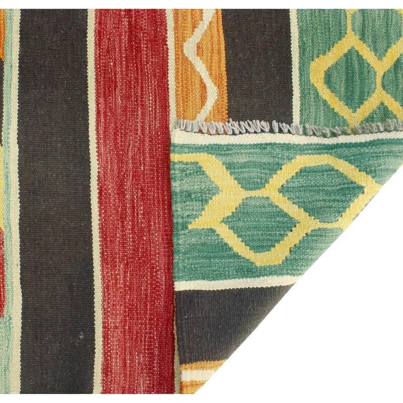 Modern Flatweave Alfredo Red/Black Rug - 5'9" x 8'1"