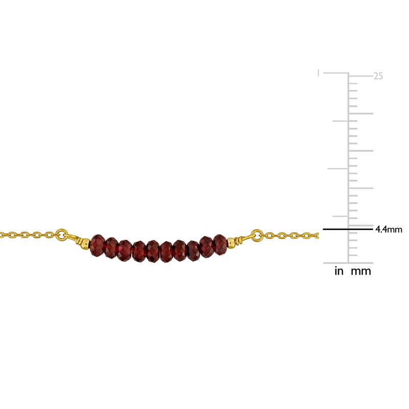 Miadora 1ct TGW Garnet Bead Bar Bracelet in Yellow Plated Sterling Silver-7 in+2 ext