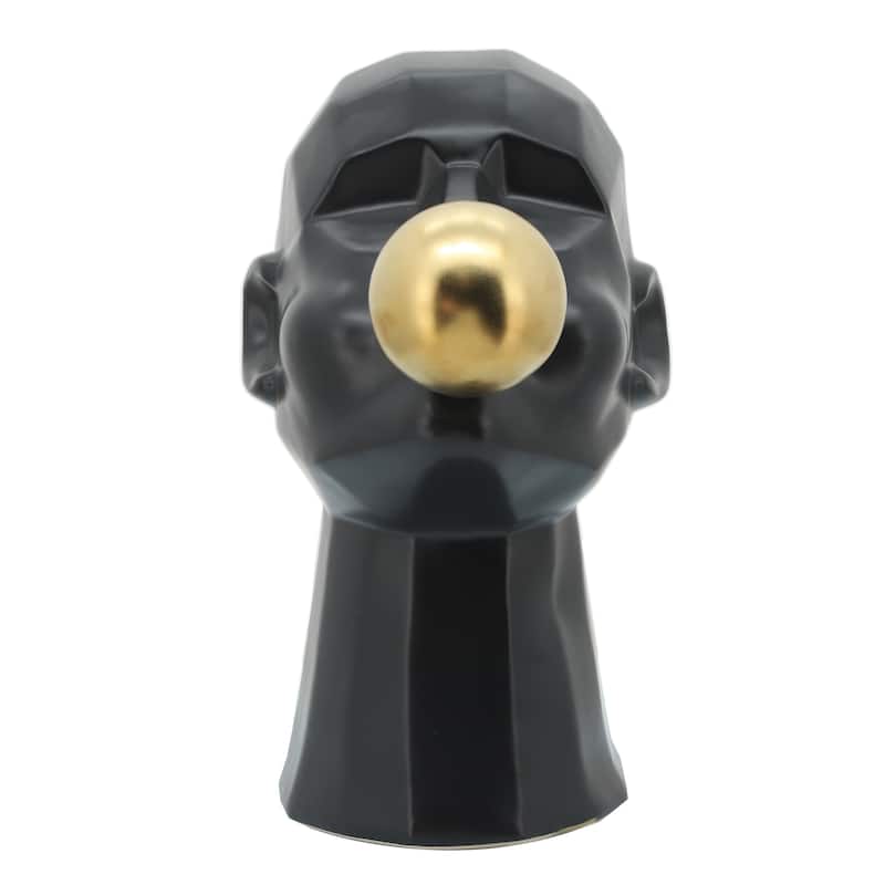 Sagebrook Home 12" Bubble Gum Man Sculpture Contemporary Art Deco Ceramic Statue Man Blowing Bubble Gum