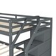 preview thumbnail 10 of 10, Wood Bunk Bed with Twin Trundle and 3 Storage Stairs, Grey