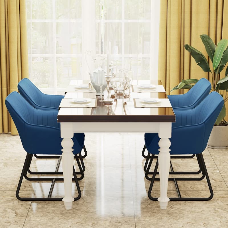 Dining Chairs Set of 2 Velvet Accent Chairs with Curved Back