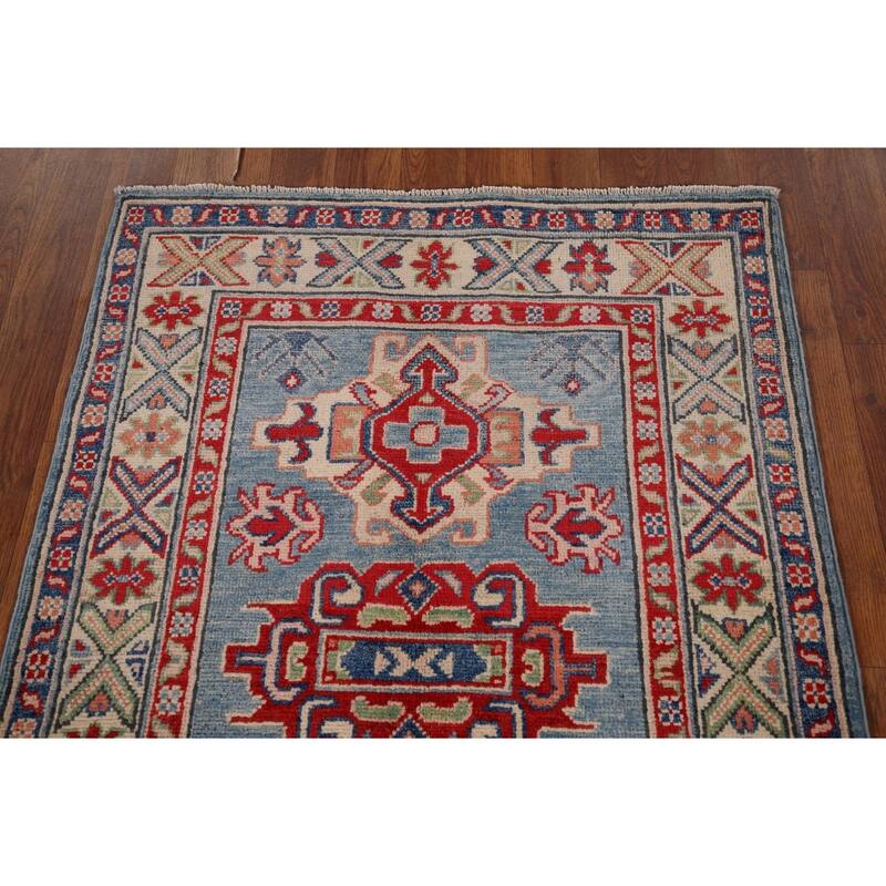 Kazak Accent Rug Handmade Foyer Wool Carpet - 2'7" x 3'10"