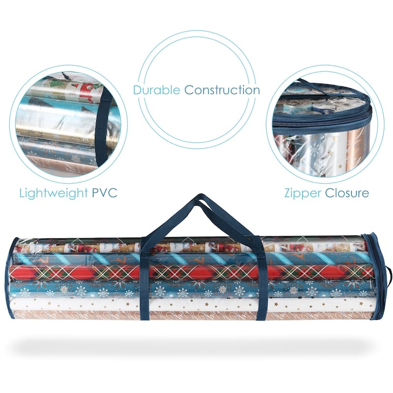 Hearth & Harbor Christmas Wrapping Paper Storage Organizer Container - Under-Bed Storage Box for Holiday Storage & Accessories