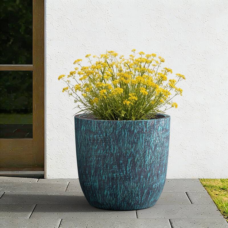 Upgraded Interior Concrete Tall Round Planter with Drainage Holes