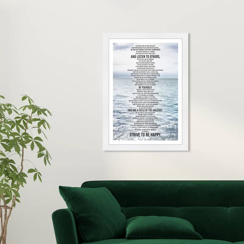 Wynwood Studio 'Desiderata Inspiration' Typography and Quotes Blue Wall Art Framed Print - 13 x 19