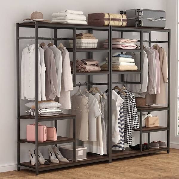 Shop Free Standing Closet Organizer Double Hanging Rod Clothes