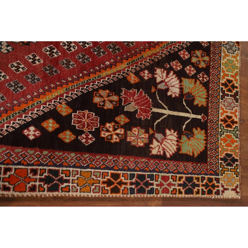 Vegetable Dye Shiraz Persian Vintage Rug Hand-knotted Wool Carpet - 4'7"x 7'5"