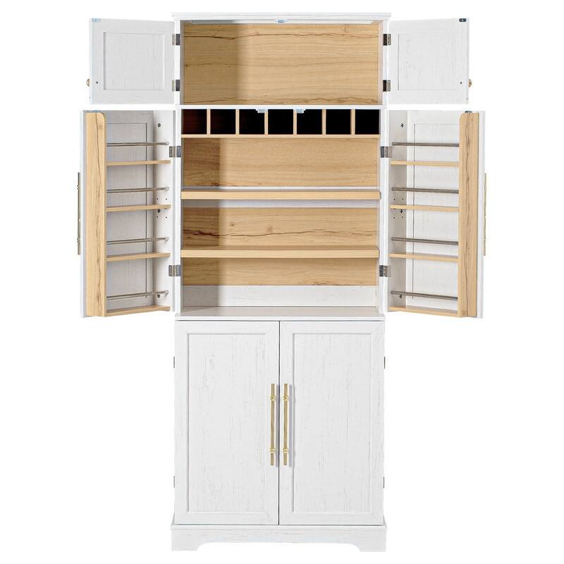 Farmhouse 78.2" Tall Kitchen Pantry Cabinet with Door Shelves, Adjustable Shelves and Hidden Drawer