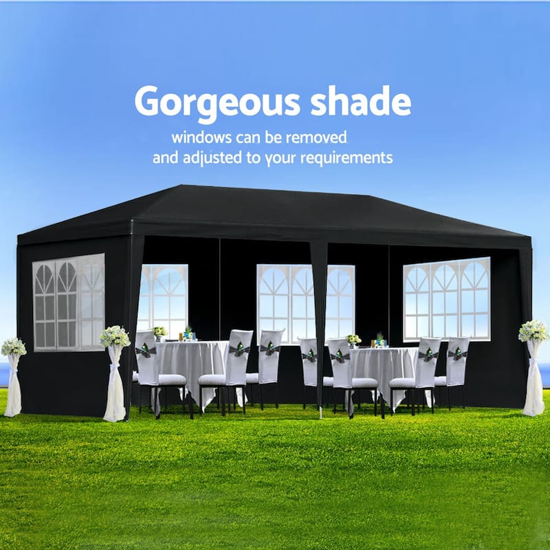 10'x20'Folding Canopy with 6 Removable Sidewalls Outdoor Event Shelter Gazebo Portable Tents for Parties Beach Camping