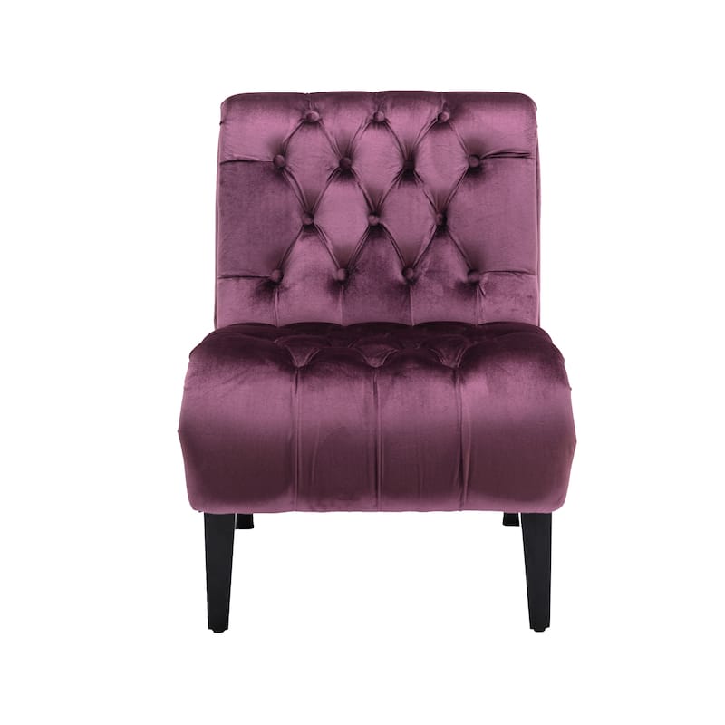 PUrple Modern 22.83" Upholstered Buttons Tufted Accent Chair with Wooden Legs for Living Room