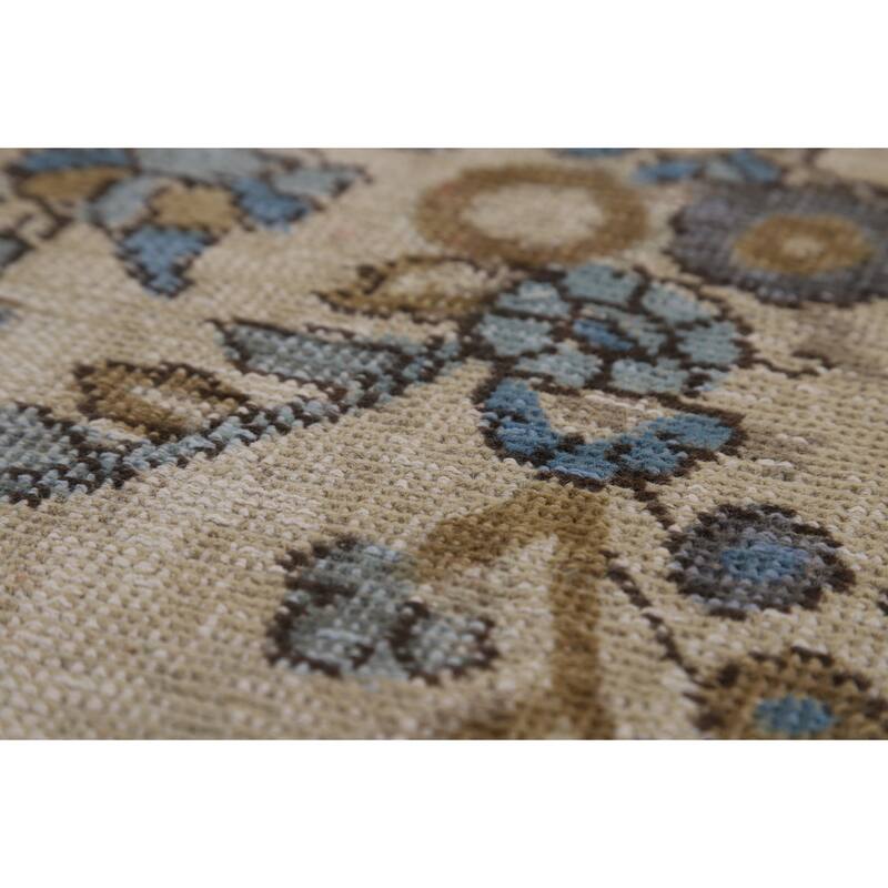 Tabriz Persian Area Rug Hand-Knotted Floral Beige Wool Carpet - 8'2"x 11'0"