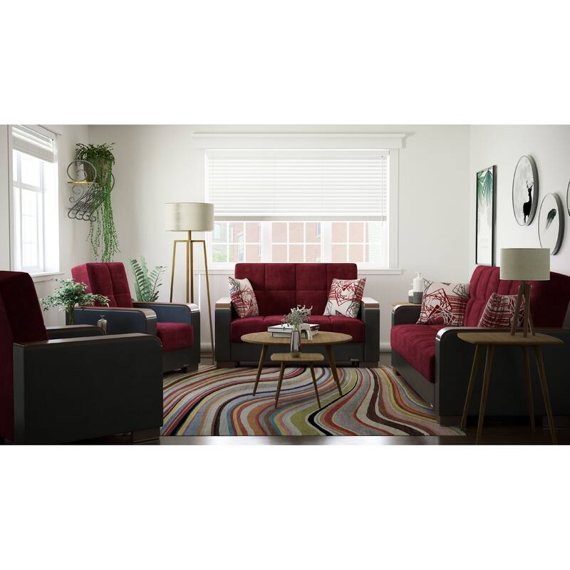 Collection Upholstered Convertible Loveseat With Storage