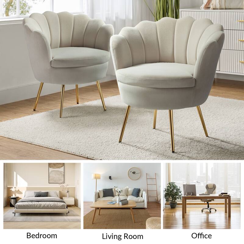 Xabier Cute Modern Upholstered Barrel Chair Accent Chair with Tufted Back Set of 2 by HULALA HOME