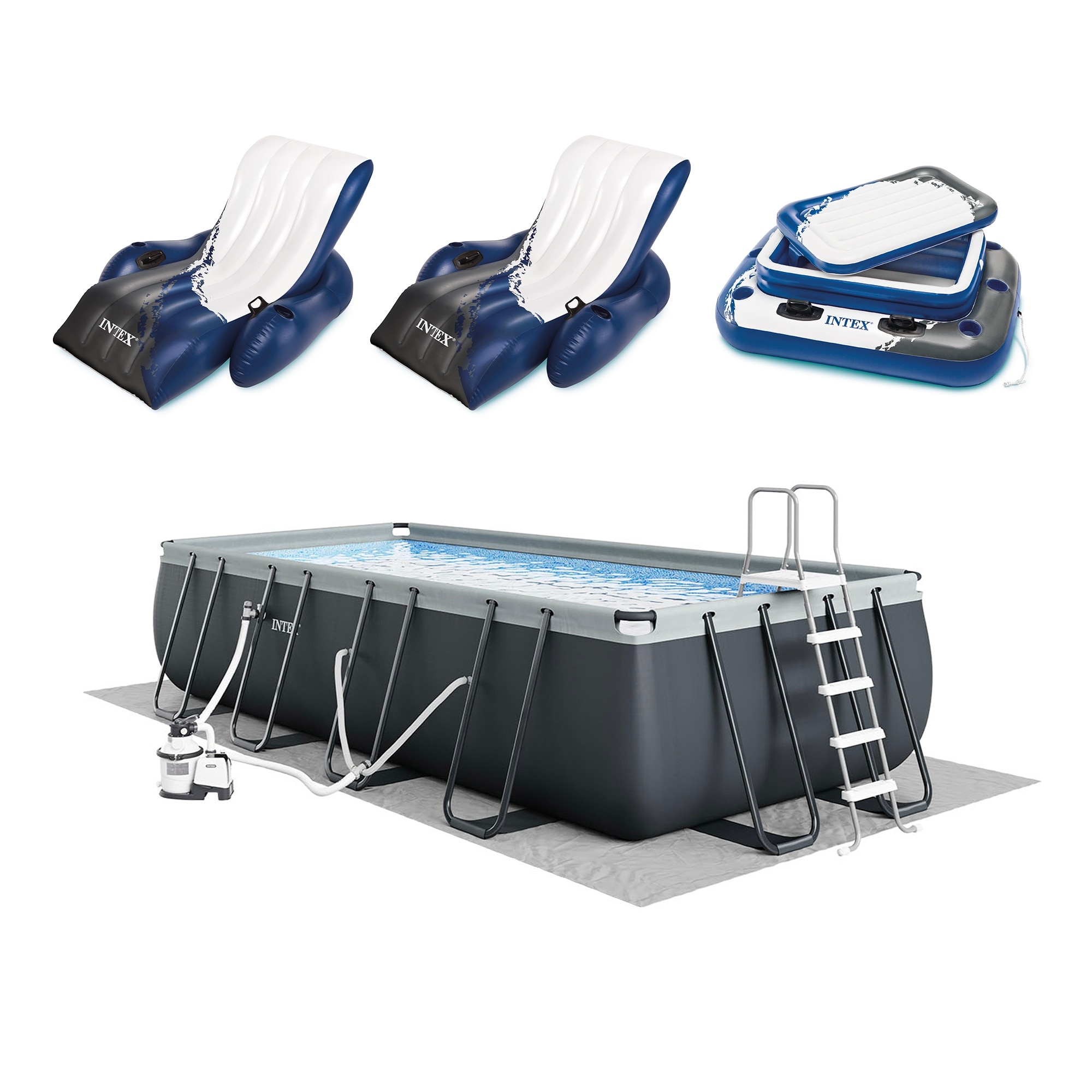 Intex 18ft x 9ft x 52in Ultra XTR Rectangular Pool, Floats (2 Pack