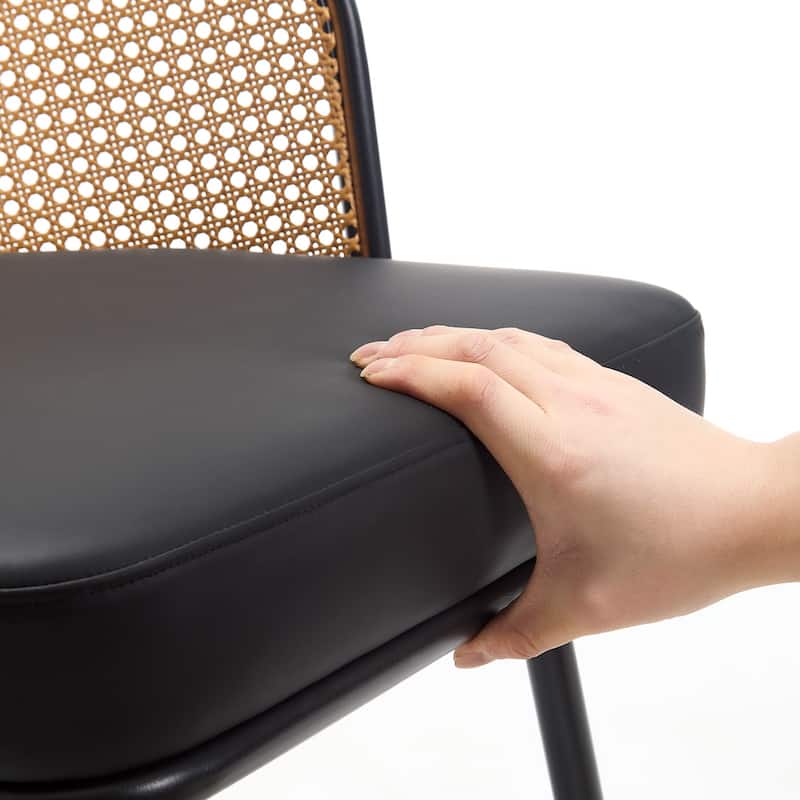 Upholstered Rattan Dining Chairs with Metal Legs Set of 2/4 - 29.92"H x 20.5"W x 23.03"D